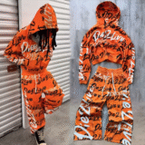 Trendy 3D Embroidery Oversized Sweat Suit for Smart Outfits