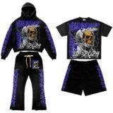 Fashionable 3D Embroidery Oversized Sweat Suit for Urban Street Style